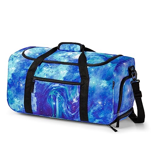 Choco Mocha Boys Galaxy Suitcase with Wheels Kids Blue Rolling Duffle Bag for Camping Teen Boys Toddler Luggage Bag for Travel, 22inch