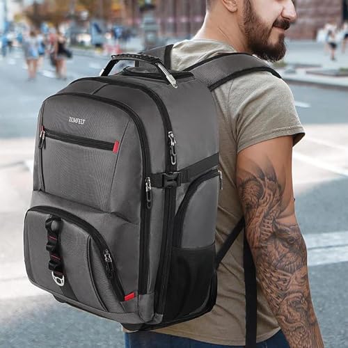 ZOMFELT Rolling Backpack, Travel Backpack with Wheels, Carry on Backpack with 3 Packing Cubes, 17.3 Inch Wheeled Laptop Backpack for Men Women Adults to Travel Work Business Grey