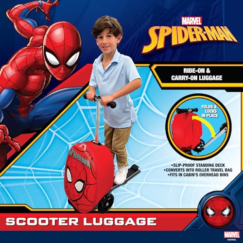 Fast Forward Kid’s Licensed 18" Ride-On Suitcase Scooter - Lightweight Carry-On Luggage Scooter with LED Light Up Wheels