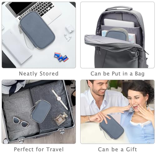 FYY Electronic Organizer, Travel Cable Organizer Bag Pouch Electronic Accessories Carry Case Portable Waterproof Double Layers All-in-One Storage Bag for Cable, Charger, Phone, Earphone Light Grey