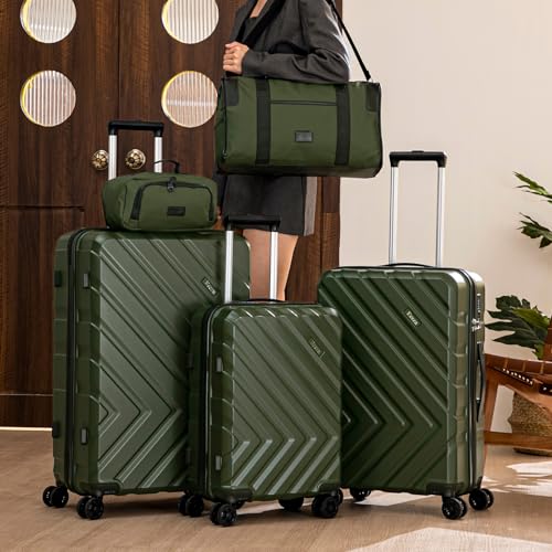 Luggage Sets 5 Piece, Suitcases with Wheels, ABS Hard Case Luggage with TSA Lock Spinner Wheels, Carry On Luggage Set (20/24/28 inch) (Black, 5 Piece Sets (20"/24"/28/DB/TB))