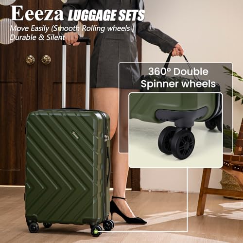 Luggage Sets 5 Piece, Suitcases with Wheels, ABS Hard Case Luggage with TSA Lock Spinner Wheels, Carry On Luggage Set (20/24/28 inch) (Black, 5 Piece Sets (20"/24"/28/DB/TB))