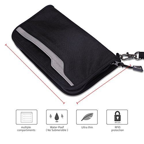 ZOPPEN Passport Holder Family RFID Passport Wallet, Passport Holder Women/Men, Travel Wallet Documents Organizer Zipper Case with Removable Wristlet Strap, Travel Essentials for Flying