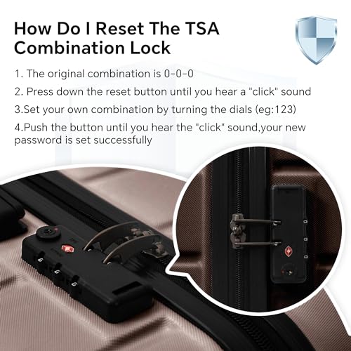 ILLUMINEW 4-Piece Luggage Sets with Durable Lightweight Carry-On Suitcases, Spinner Wheels, and TSA-Approved Lock Brown(12/20/24/28in)