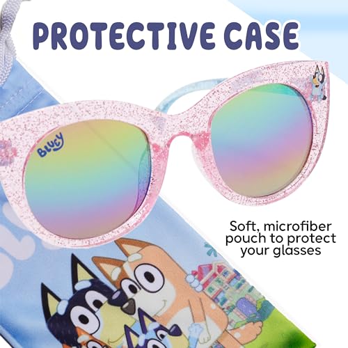 Bluey Toddler Sunglasses - Arkaid Bluey Cateye with Comfortable UV-Protective Bluey Sunglasses Toddler Size w/t Soft Case