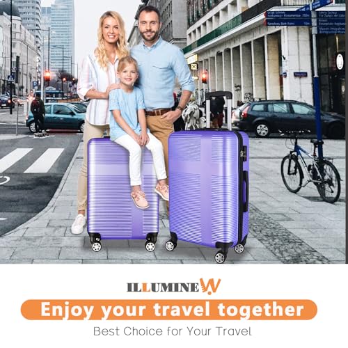 ILLUMINEW 2-Piece Luggage Sets with Durable Lightweight Carry-On Suitcases, Spinner Wheels, and TSA-Approved Lock purple(20/24)