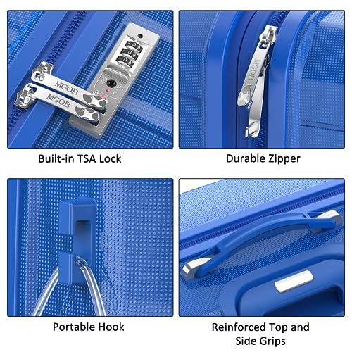 Carry On Luggage 22x14x9 Airline Approved, Hard Shell Suitcase with Spinner Wheels, PP Lightweight Luggages with TSA Lock, Carry-On Suitcases 20 Inch, Blue