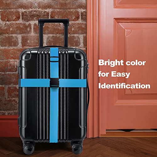 Luggage Straps for Suitcases TSA Approved Travel Belt 4 Pack by Chelmon (Sky Blue)