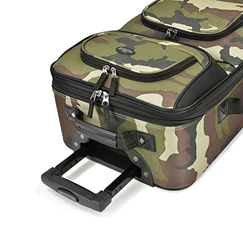 U.S. Traveler Lightweight Rolling 20" Carry On Luggage Softside Suitcase, Camouflage, 2 Wheel-1 Piece