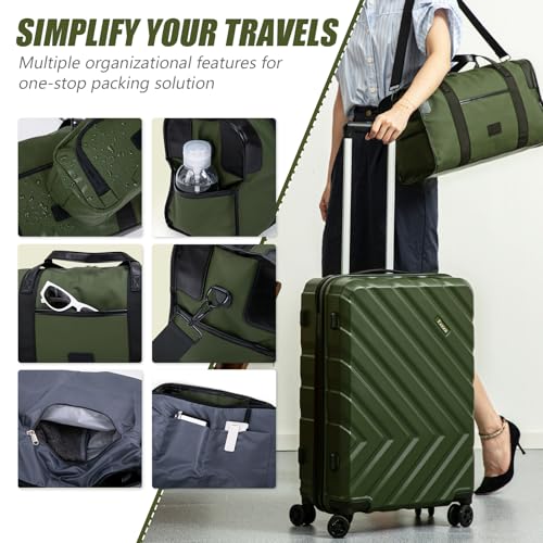 Luggage Sets 5 Piece, Suitcases with Wheels, ABS Hard Case Luggage with TSA Lock Spinner Wheels, Carry On Luggage Set (20/24/28 inch) (Black, 5 Piece Sets (20"/24"/28/DB/TB))