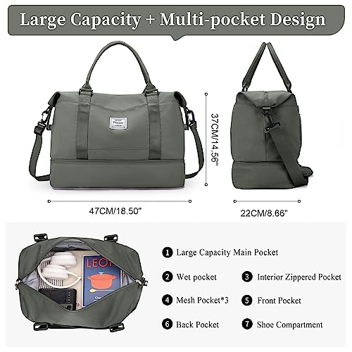 Weekender Bags for Women,Personal Item Travel Bag with Shoes Compartment,Overnight Travel Duffel Bag with Toiletry Bag