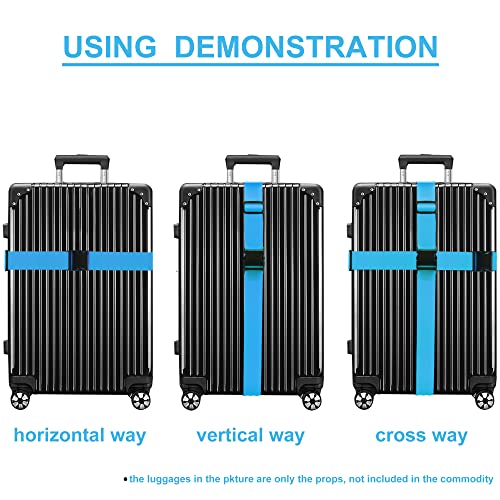 Luggage Straps for Suitcases TSA Approved Travel Belt 4 Pack by Chelmon (Sky Blue)