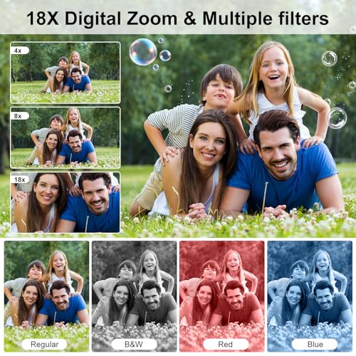 Digital Camera, 4K 64MP Dual Screens Camera, 18X Zoom, Point and Shoot Digital Camera with 64GB TF Card & 2 Batteries, Portable Rechargeable Small Camera for Kids Teens Adult, Black
