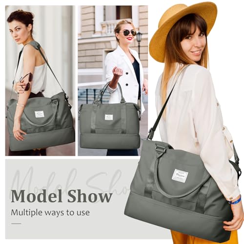 Weekender Bags for Women,Personal Item Travel Bag with Shoes Compartment,Overnight Travel Duffel Bag with Toiletry Bag