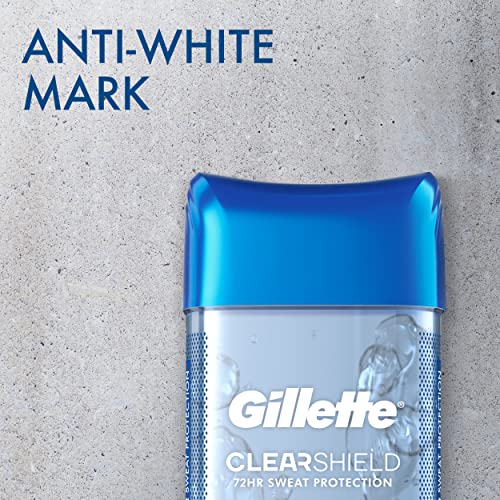 Gillette Antiperspirant and Deodorant for Men, 72hr Sweat & Odor Protection, Long Lasting Freshness, Anti-White Mark Technology, Clear Gel, Cool Wave Scent, 0.5 oz