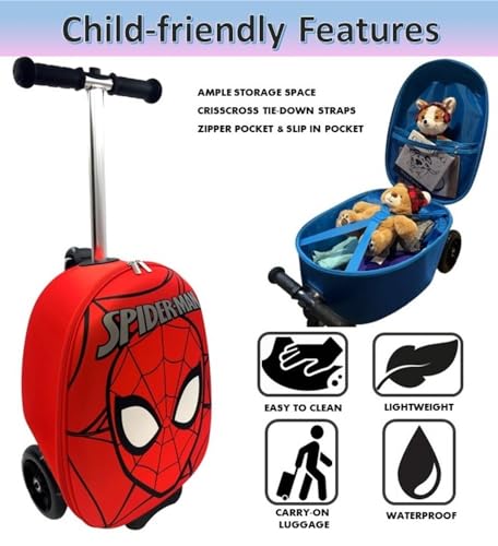 Fast Forward Kid’s Licensed 18" Ride-On Suitcase Scooter - Lightweight Carry-On Luggage Scooter with LED Light Up Wheels