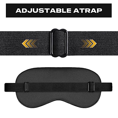 Silk Sleep Mask, Adjustable Soft Eye Cover for Comfortable Sleep & Naps, Pressure-Free, Machine Washable - Black