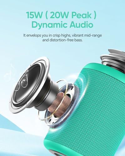 Portable Bluetooth Speaker with Lights,Powerful Crystal Clear Sound,IPX5 Waterproof,All Day Playtime,AUX&TF-Card Input,Bluetooth 5.3,TWS Paring,Small Wireless Speaker for Outdoor,Gift Ideas (Teal)