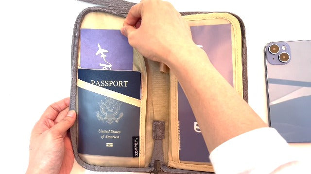 ZOPPEN Passport Holder Family RFID Passport Wallet, Passport Holder Women/Men, Travel Wallet Documents Organizer Zipper Case with Removable Wristlet Strap, Travel Essentials for Flying