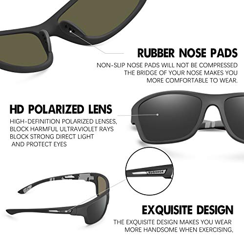 KUGUAOK Polarized Sports Sunglasses for Men Driving Cycling Fishing Sun Glasses 100% UV Protection Goggles