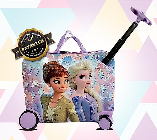 Disney Frozen Ride-On Suitcase for Kids, 18" Suitcase with Seat, Cute Lightweight Kids Travel Trolley