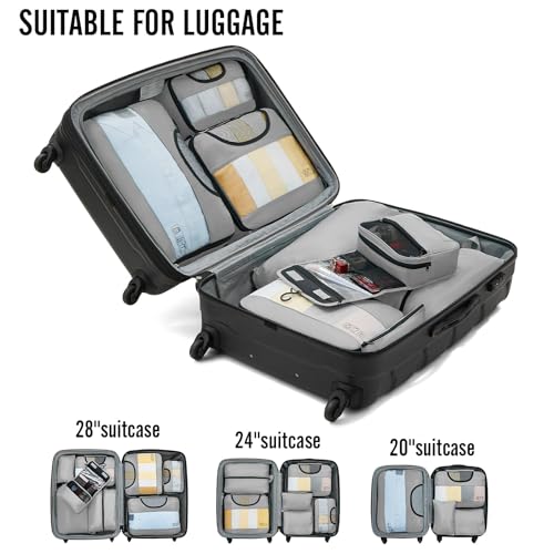 Veken 8 Set Packing Cubes for Travel, Suitcase Essentials Organizer Bags Set for Luggage, Road Trip Travel Accessories in 4 Sizes (Extra Large, Large, Medium, Small)