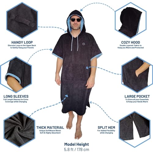 Hang 11 Surf Poncho - Surf Changing Poncho with Hood & Front Pocket