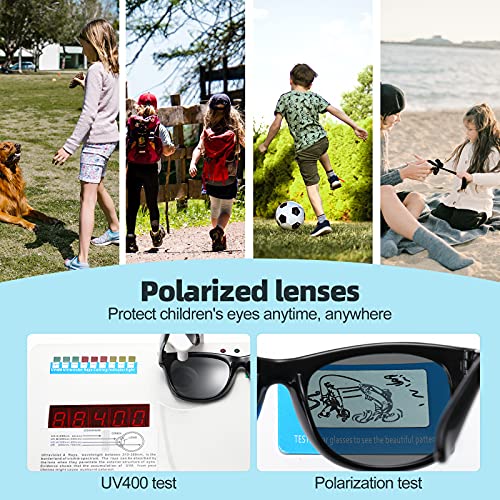 DYLB Kids Polarized Sunglasses for girls boys 3 Pack, Flexible TPEE Rubber Frame for Children Age 3-8.