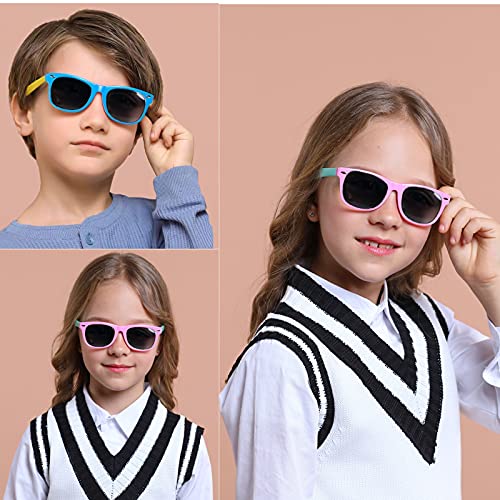 DYLB Kids Polarized Sunglasses for girls boys 3 Pack, Flexible TPEE Rubber Frame for Children Age 3-8.