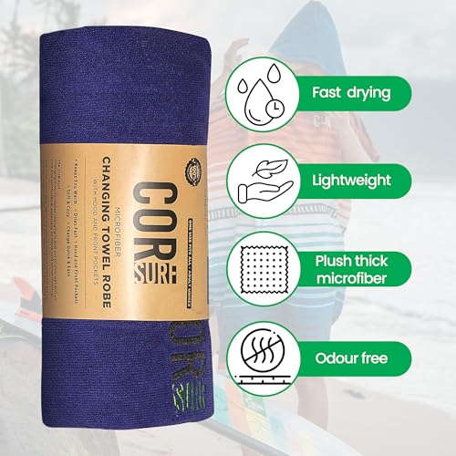 COR Surf Poncho Changing Towel Robe with Hood and Front Pocket | Thick Quick Dry Microfiber Towel