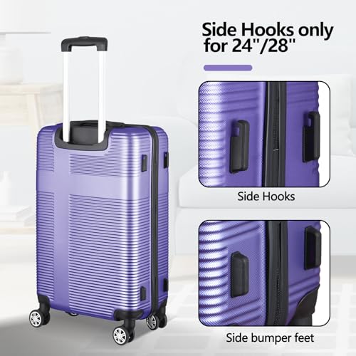 ILLUMINEW 2-Piece Luggage Sets with Durable Lightweight Carry-On Suitcases, Spinner Wheels, and TSA-Approved Lock purple(20/24)