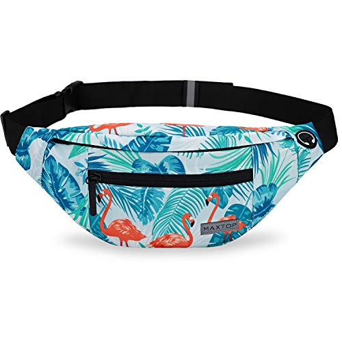 MAXTOP Large Crossbody Fanny Pack with 4-Zipper Pockets,Gifts for Enjoy Sports Festival Workout Traveling Running Casual Hands-Free Wallets Waist Pack Phone Bag Carrying All Phones