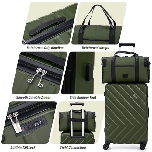 Luggage Sets 5 Piece, Suitcases with Wheels, ABS Hard Case Luggage with TSA Lock Spinner Wheels, Carry On Luggage Set (20/24/28 inch) (Black, 5 Piece Sets (20"/24"/28/DB/TB))