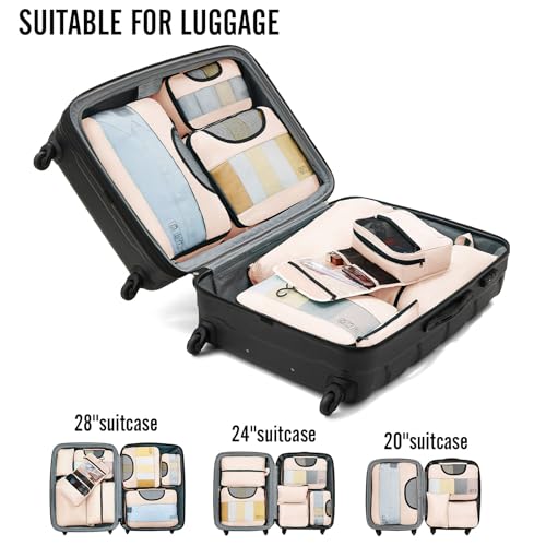 Veken 8 Set Packing Cubes for Travel, Gifts for Women Mom, Suitcase Organizer Bags for Luggage with Hanging Toiletry Bag and Shoe Bag, Vacation Essentials Travel Accessories for Cruise Ship