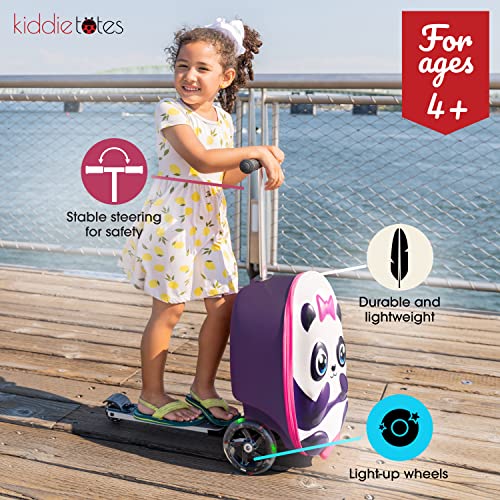 KIDDIETOTES 3D Scooter Suitcase for Kids Ages 5-12 - Kids luggage with Wheels- TSA Approved with Fun LED Lights