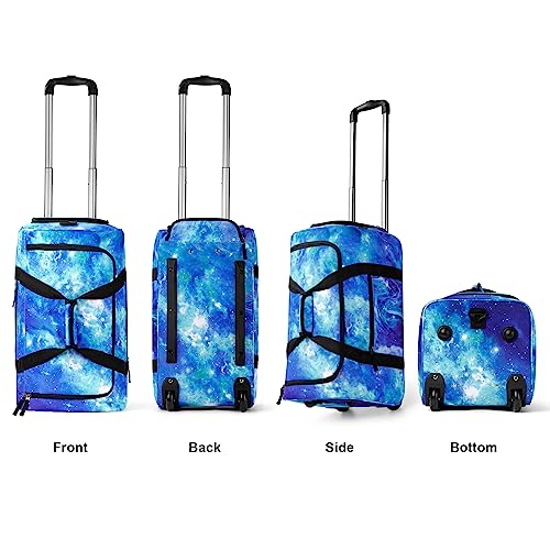 Choco Mocha Boys Galaxy Suitcase with Wheels Kids Blue Rolling Duffle Bag for Camping Teen Boys Toddler Luggage Bag for Travel, 22inch