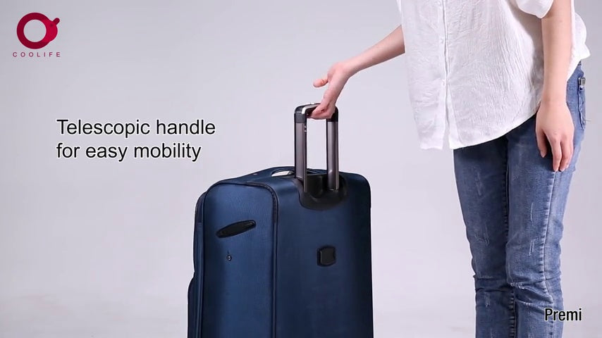 Coolife Luggage 4 Piece Set Suitcase Spinner TSA Lock Softshell lightweight (blue+sliver)