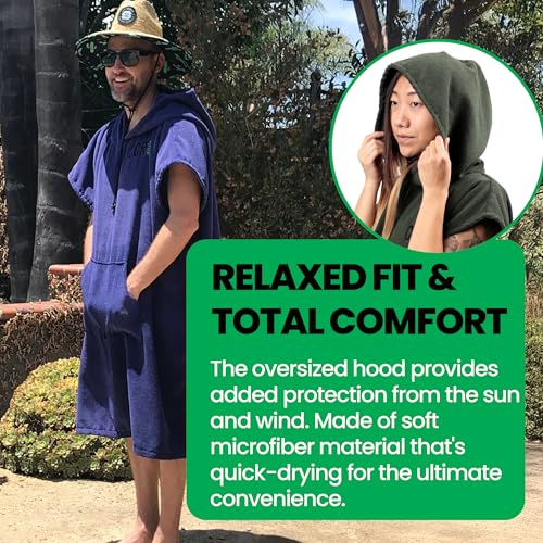 COR Surf Poncho Changing Towel Robe with Hood and Front Pocket | Thick Quick Dry Microfiber Towel