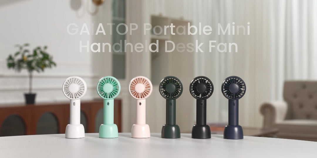 Gaiatop Mini Portable Fan, Navy Green, Cute Design, Rechargeable Battery, Handheld and Desktop, Small and Light