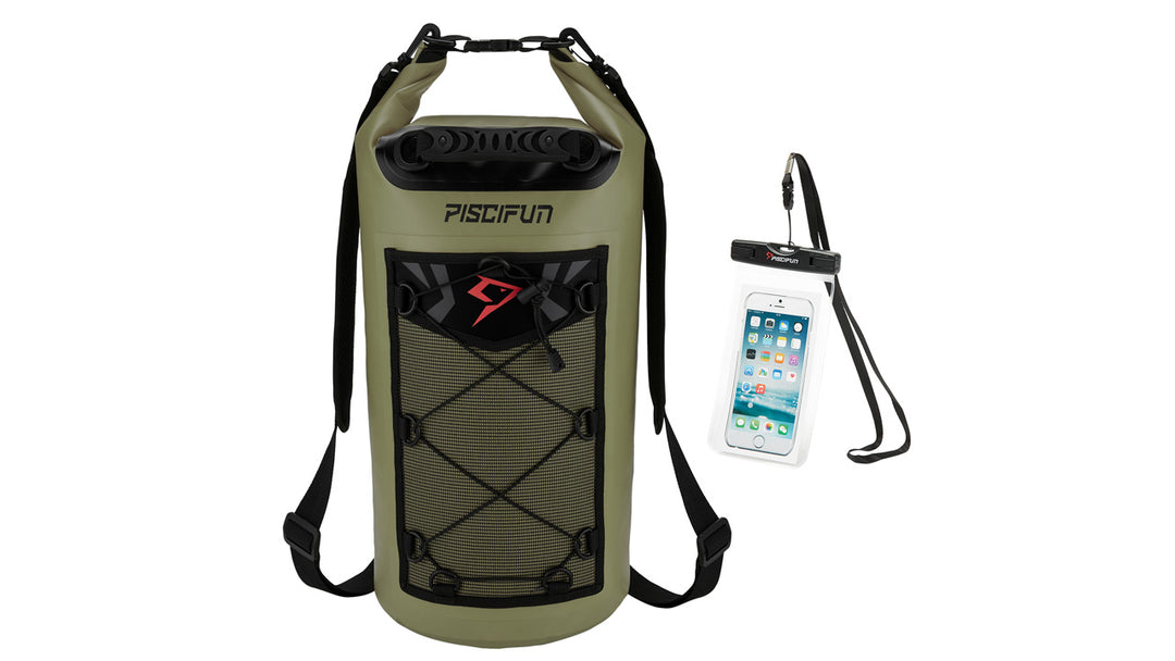 Piscifun Dry Bag, Waterproof Floating Backpack 5L/10L/20L/30L/40L with Waterproof Phone Case for Boating, Kayaking, Fishing