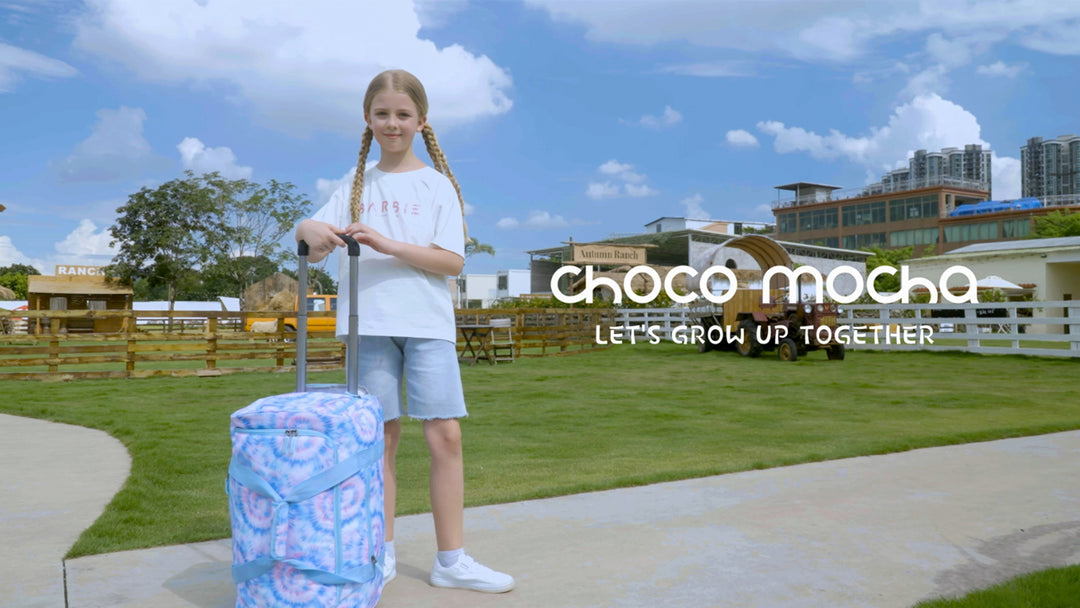 Choco Mocha Girls Mermaid Suitcase with Wheels Kids Purple Rolling Duffle Bag for Camping Teen Girls Toddler Luggage Bag for Travel, 22inch
