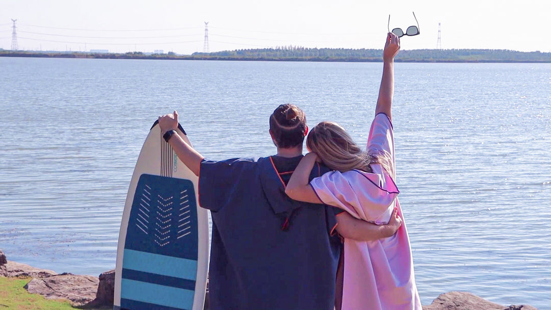 Hiturbo Microfiber Surf Poncho, Wetsuit Changing Bath Robe, Quick Dry Pool Swim Beach Towel with Hood