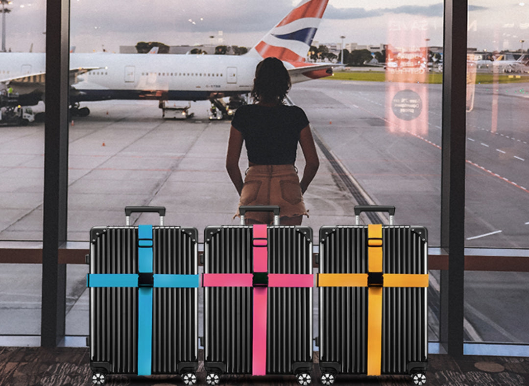 Luggage Straps for Suitcases TSA Approved Travel Belt 4 Pack by Chelmon (Sky Blue)