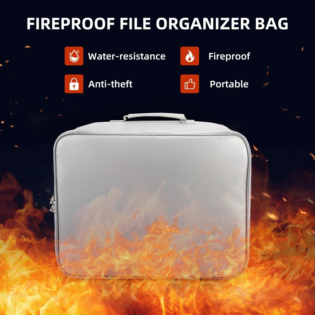 Fireproof Document Bag Safety Organizer Zipper Waterproof Money Pouch Multi-Layer Card Case Travel File Bag Papers Storage Box