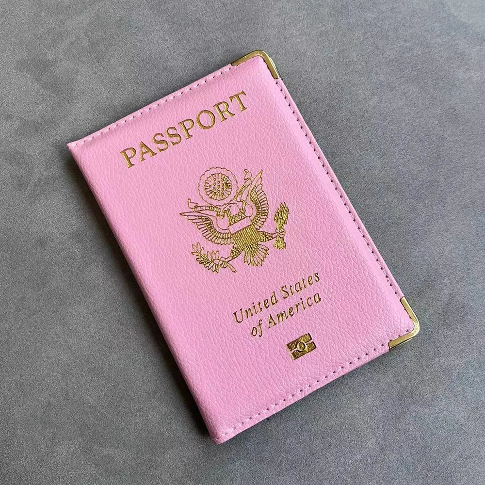 Travel Essentials USA Passport Cover Woman Cute Pink Personalized Passport Holder designer Travel Passport Case Pouch