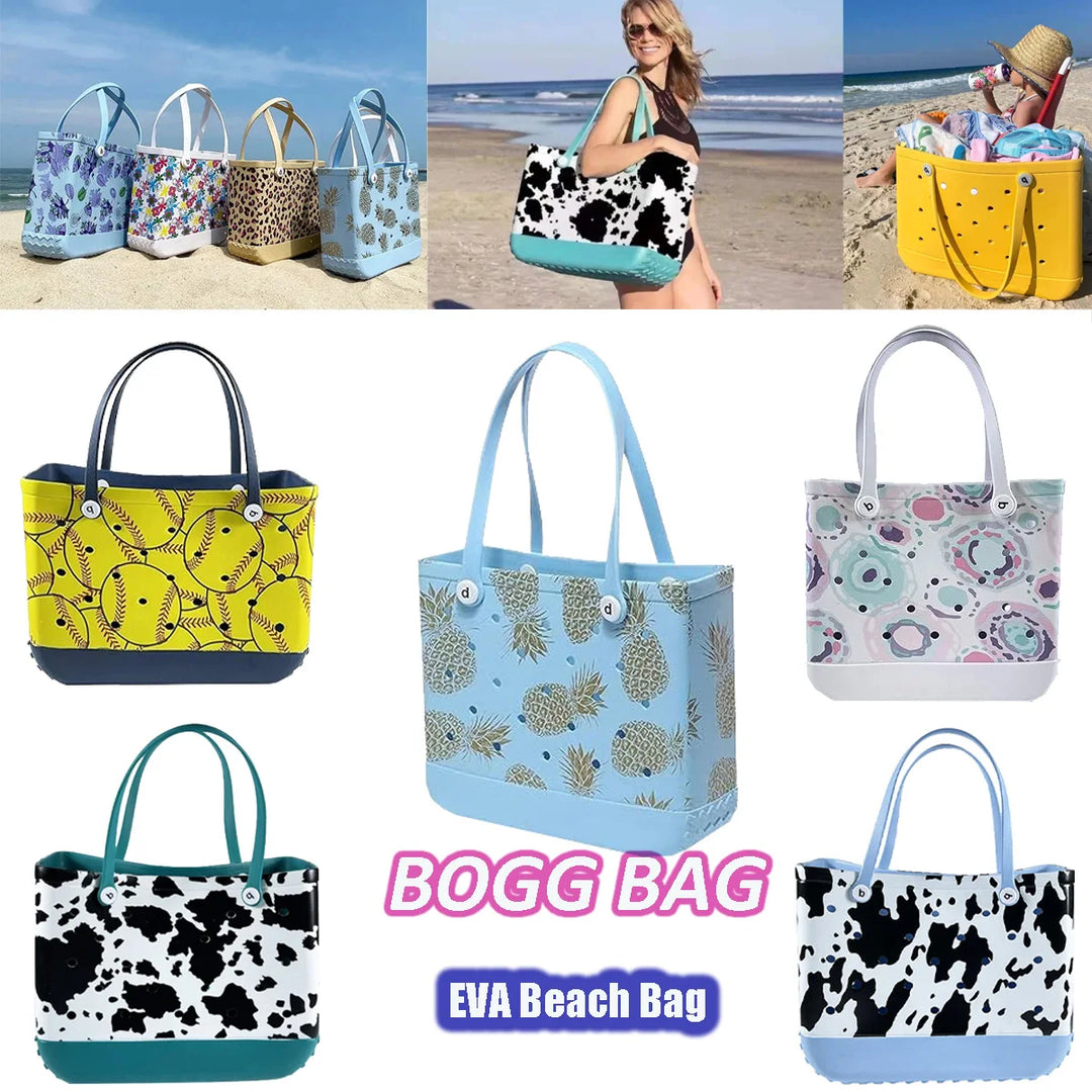 XL Extra Large Bogg Bags EVA Waterproof Women Shoulder Handbag Beach Basket Shopping Bogg Beach Bags L/XL Rubber Picnic Tote Bag