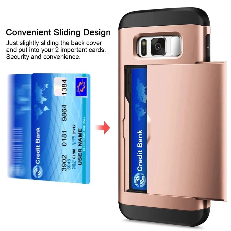 for Samsung Galaxy S8 S8 Plus Phone Case Sliding Door Hidden Pocket Card Slots Wallet Case For Samsung S8 S 8 plus coque