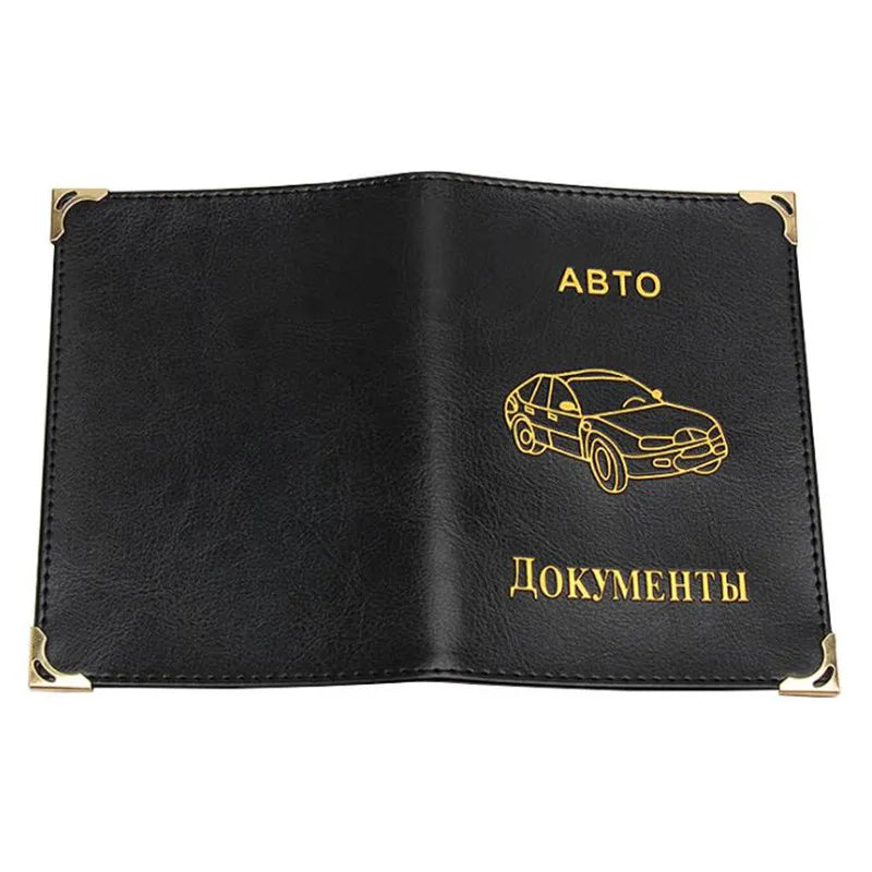 PU Leather on Cover for Car Driving Documents Card Credit Holder Russian Auto Driver License Bag Purse Wallet Case Protector