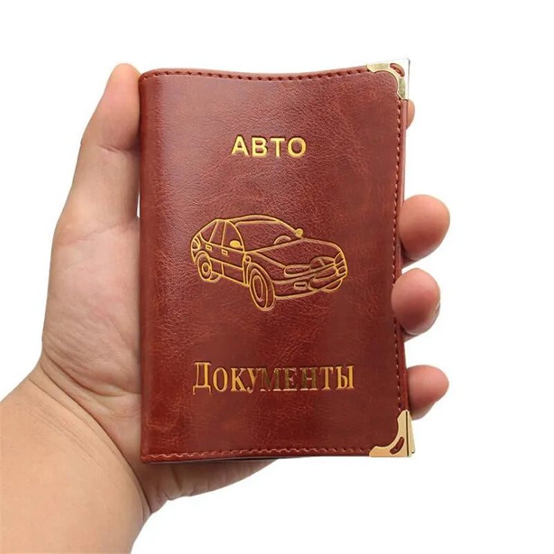 PU Leather on Cover for Car Driving Documents Card Credit Holder Russian Auto Driver License Bag Purse Wallet Case Protector