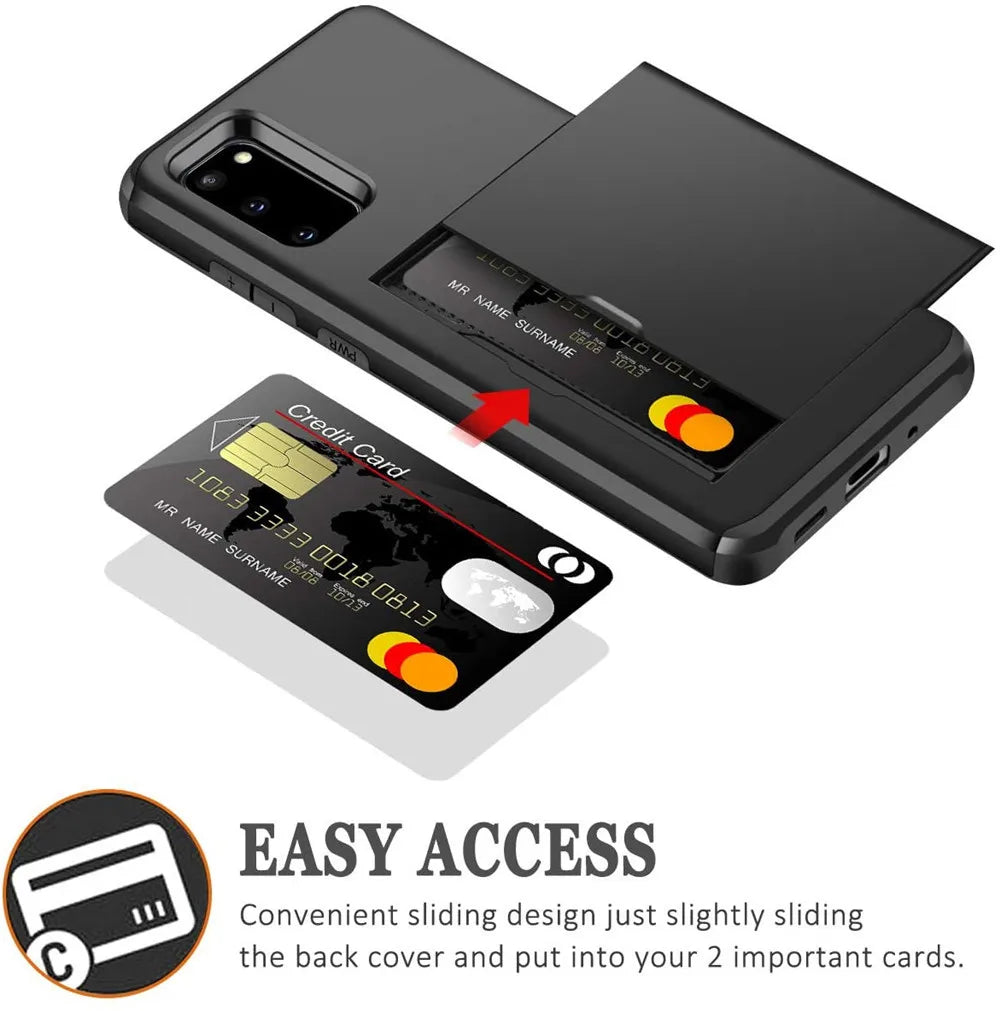 S20 Sliding Door Hidden Pocket Card Slots Case for Samsung Galaxy S20Ultra S20plus Anti-Scratch Case Galaxy S20+ s20 plus Coque